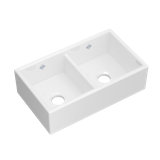 31" Shaker Low Divide Double Bowl Apron Front Fireclay Kitchen Sink