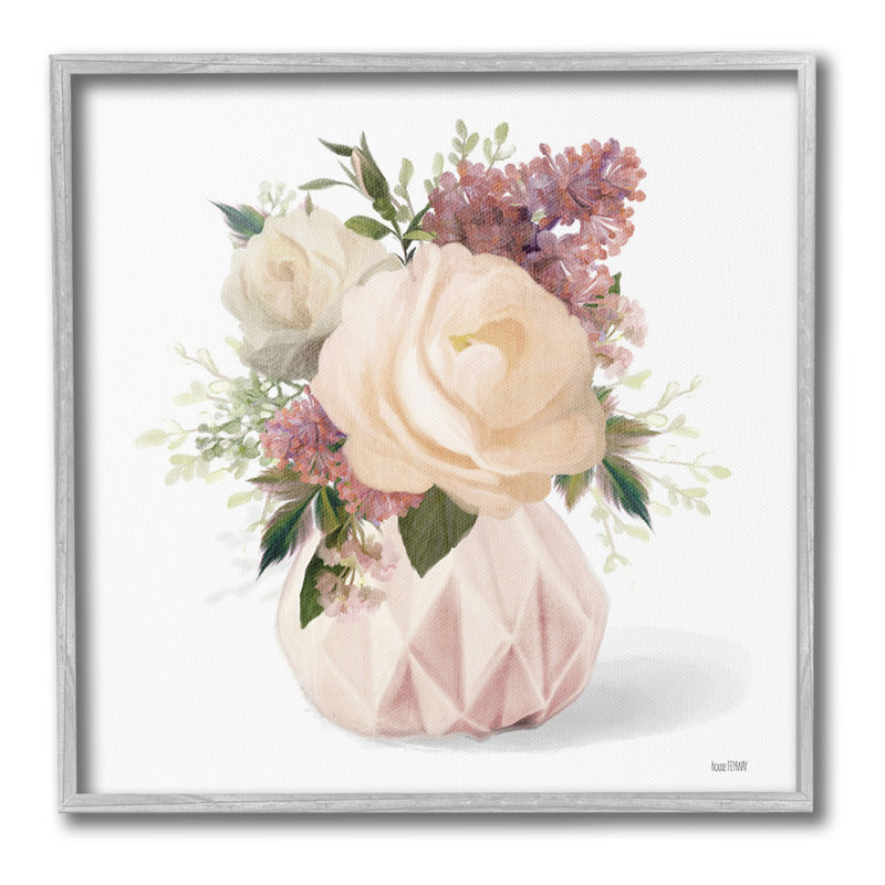 «Blush Pink Bouquet», art de la giclée encadrée par House Fenway, Estampe numérique Farmhouse, H 17 po x l 17 po