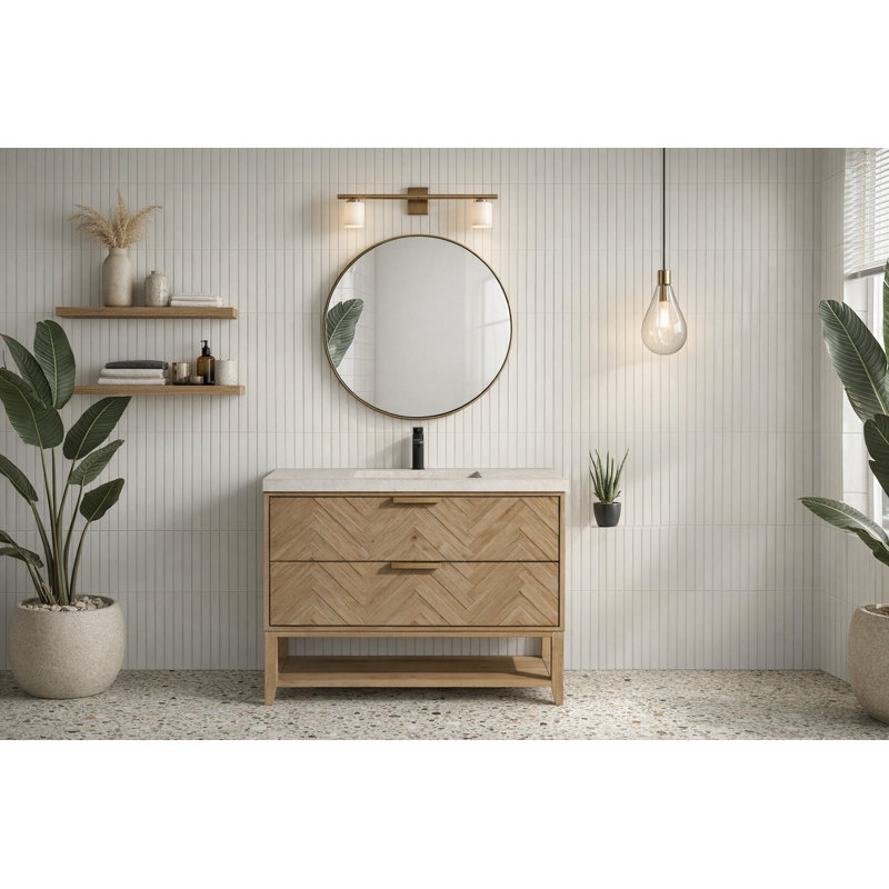 Carlsbad 42 " W Freestanding Standard Free Standing 1 Single Vanity Bathroom Vanity With Concrete Top