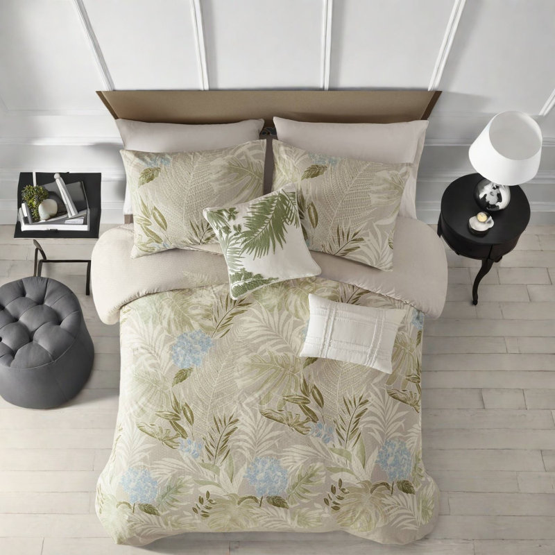 Ensemble de literie en coton Coastal, motif tropical pour le confort de la maison
