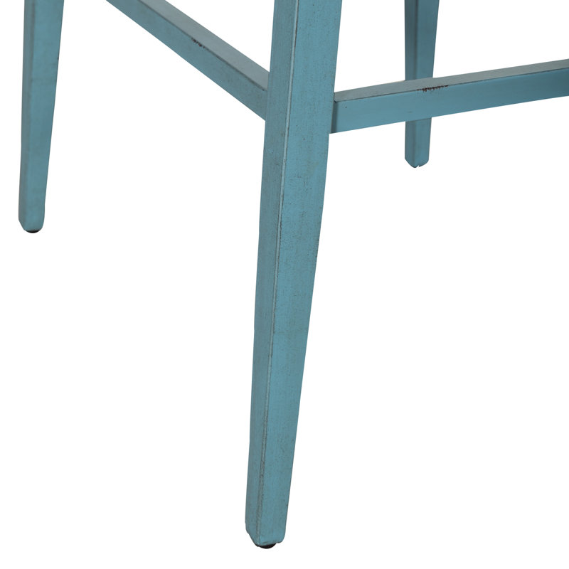 Vintage Series Upholstered Counter Stool with Metal Frame, Bar Stool (30” Seat Height), 2, Blue