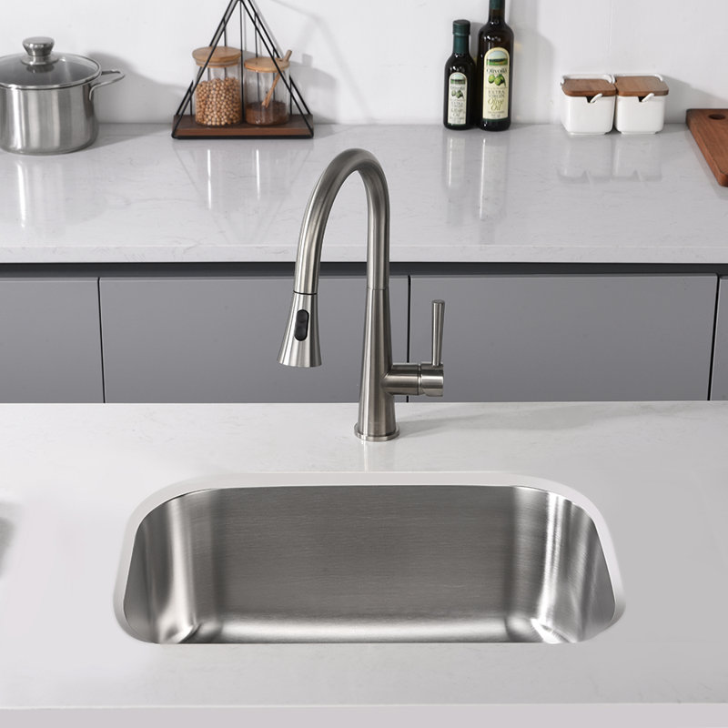 Évier de cuisine encastrable en acier inoxydable, H 6 po x l 23 po x P 18 po, Bol simple