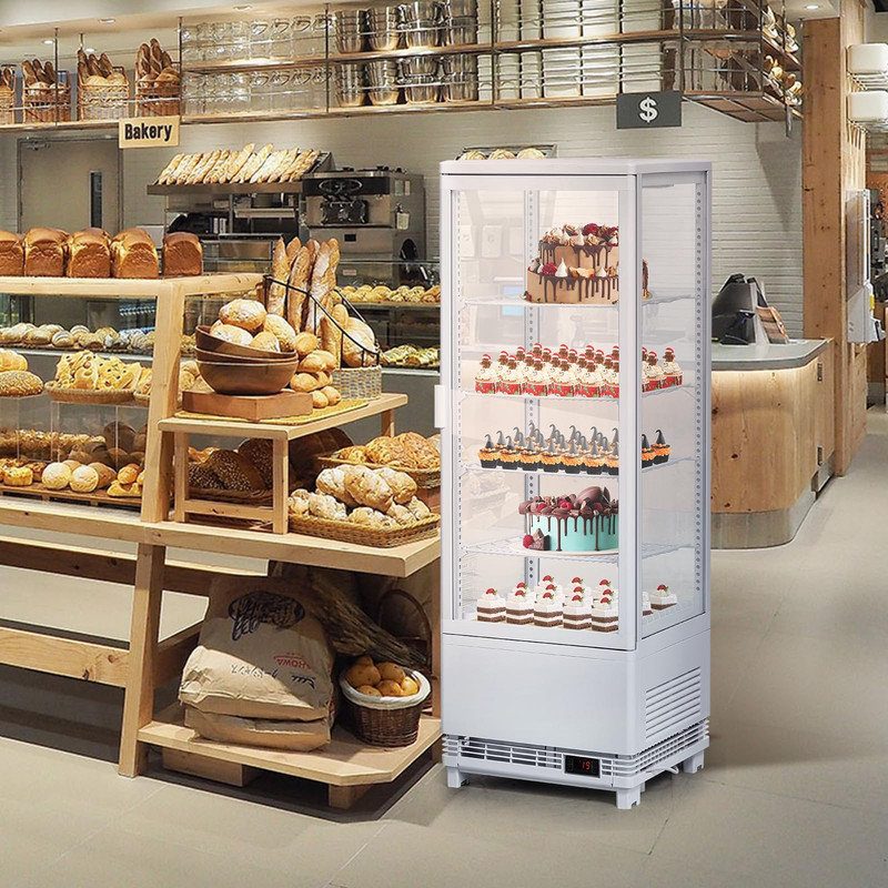 3,4 pieds cubes Pi. Vitrine de comptoir à pâtisserie - Réfrigérateur de boulangerie sans givre avec éclairage DEL et porte coulissante en verre