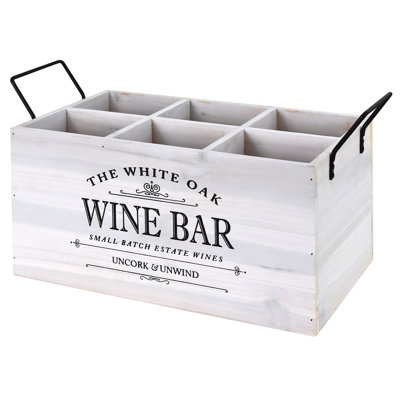 The Wine Bar 6-Bottle Wood Crate with Metal Handles - 7" H x 14" L x 8" D by Winston Porter