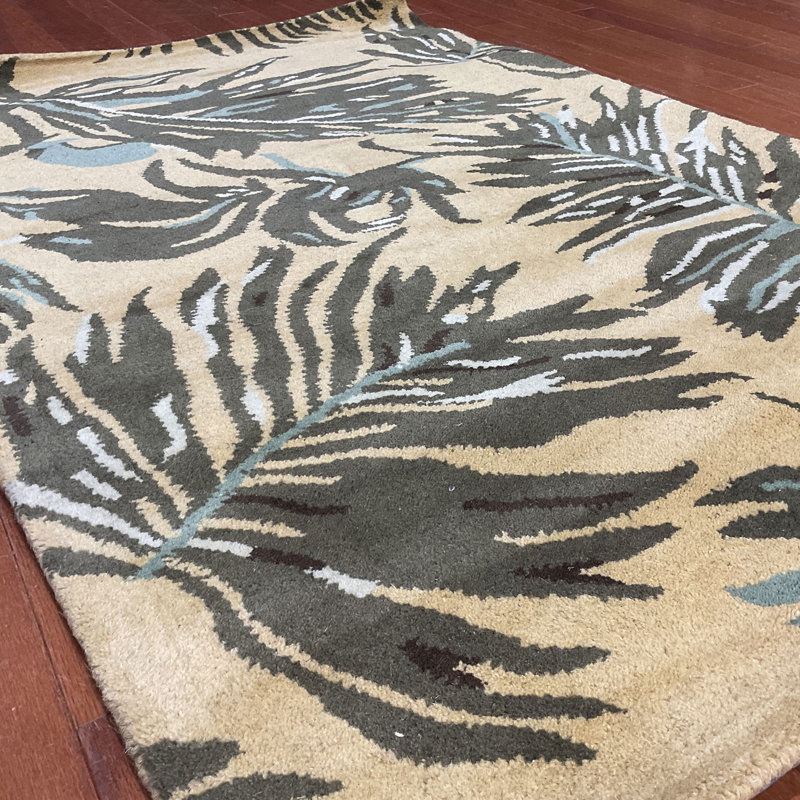 Wool Floral Indoor Rug, Rectangle 3'3" x 5'3"