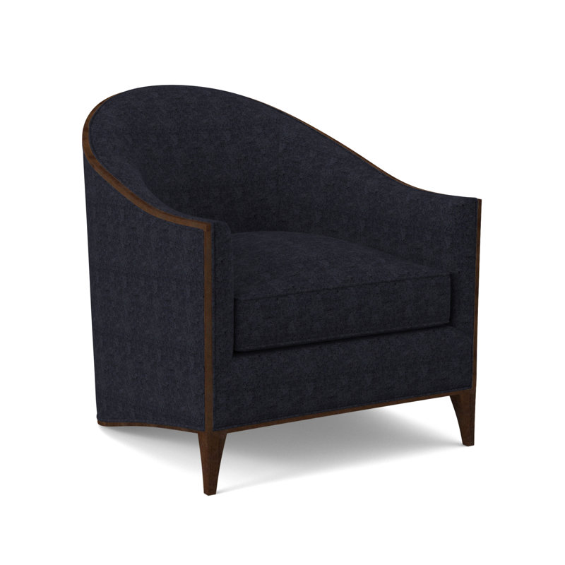 Atelier Upholstered Barrel Chair, American Walnut, Venice Navy 100% Polyester