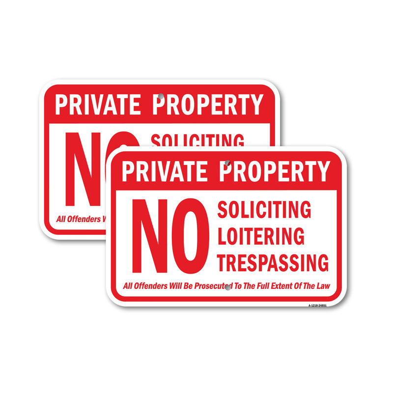 Enseigne privée en aluminium «No Soliciting»