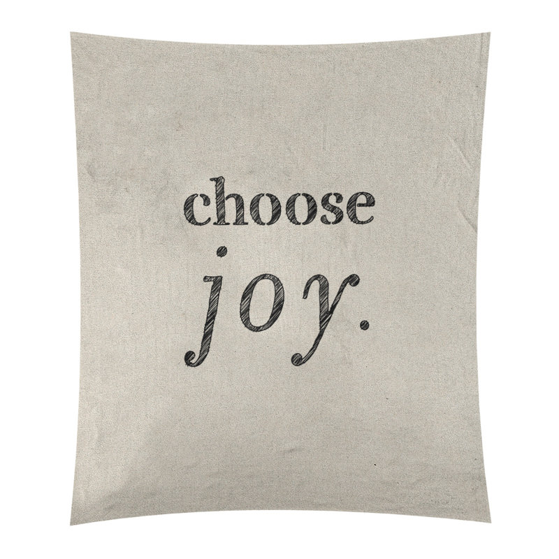 Tapisserie de polyester, choisir la joie citation, H 27,5 po x l 37,5 po, Blanc / Noir