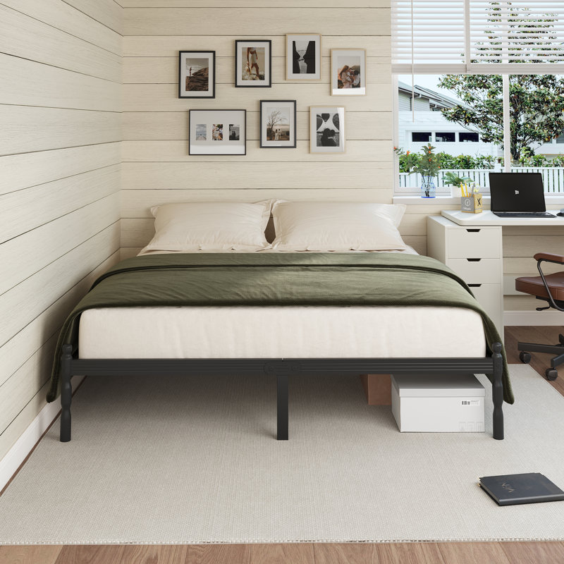35.5CM H Black Metal Bed Frame with Roman Style Legs, Super King (6')