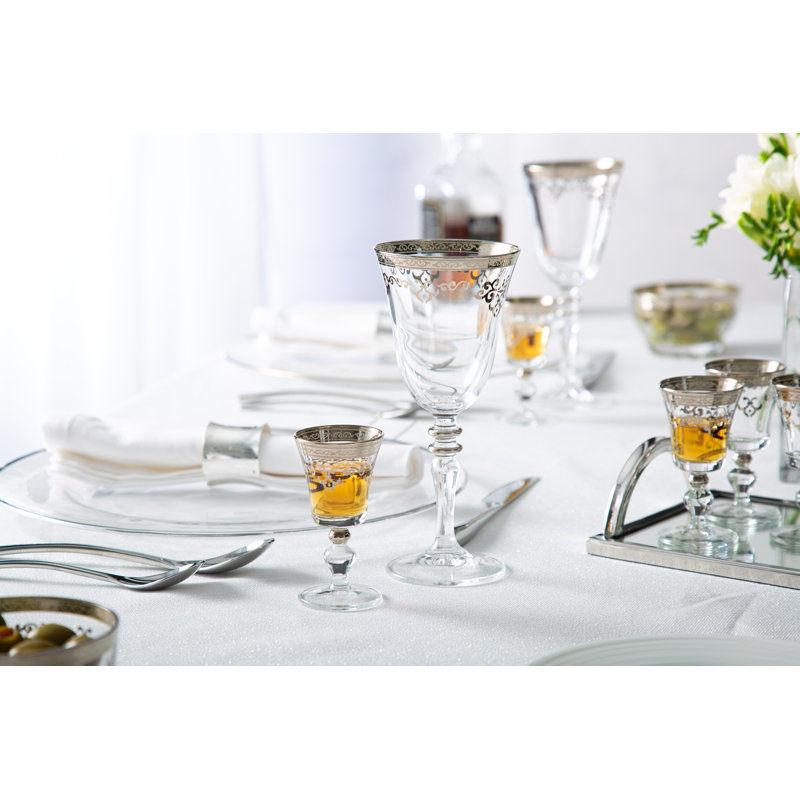 Locksley 2oz Silver and Glass Wine Glass Set of 6
