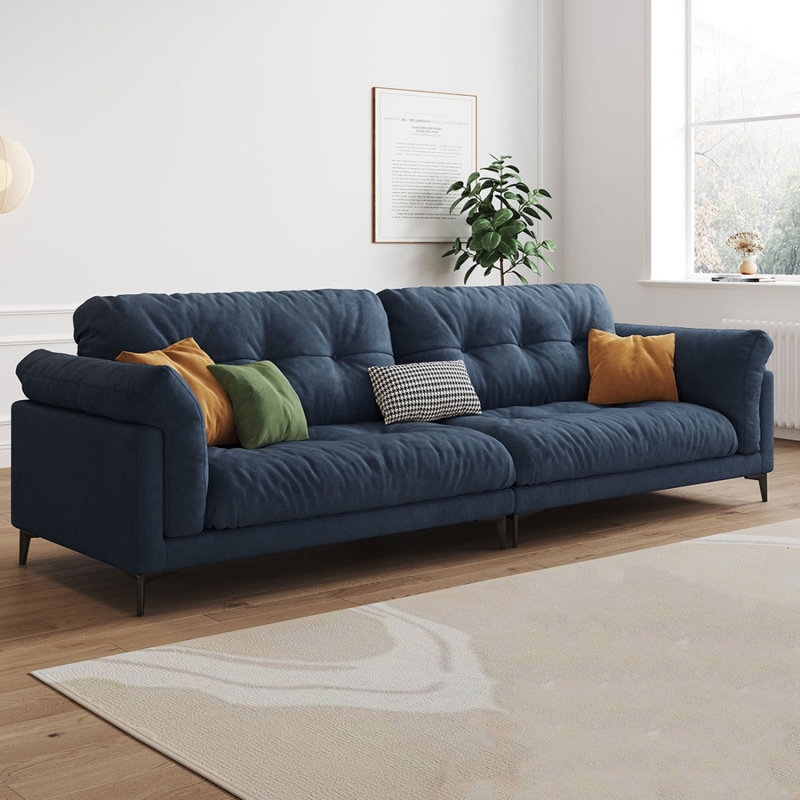 Coussin modulaire bleu 100% polyester, H 35,43 po x l 109,45 po x P 37,01 po, Bleu
