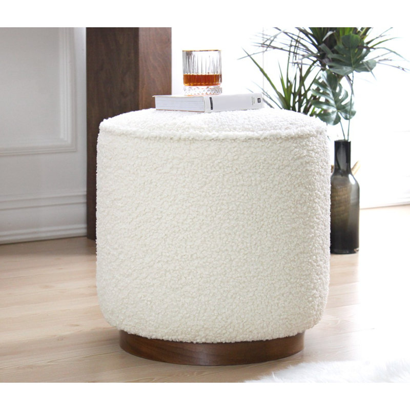 Idas 42cm Wide Round Solid Colour Footstool Ottoman