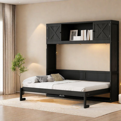 Lit escamotable rustique en bois et bois aggloméré pour la maison