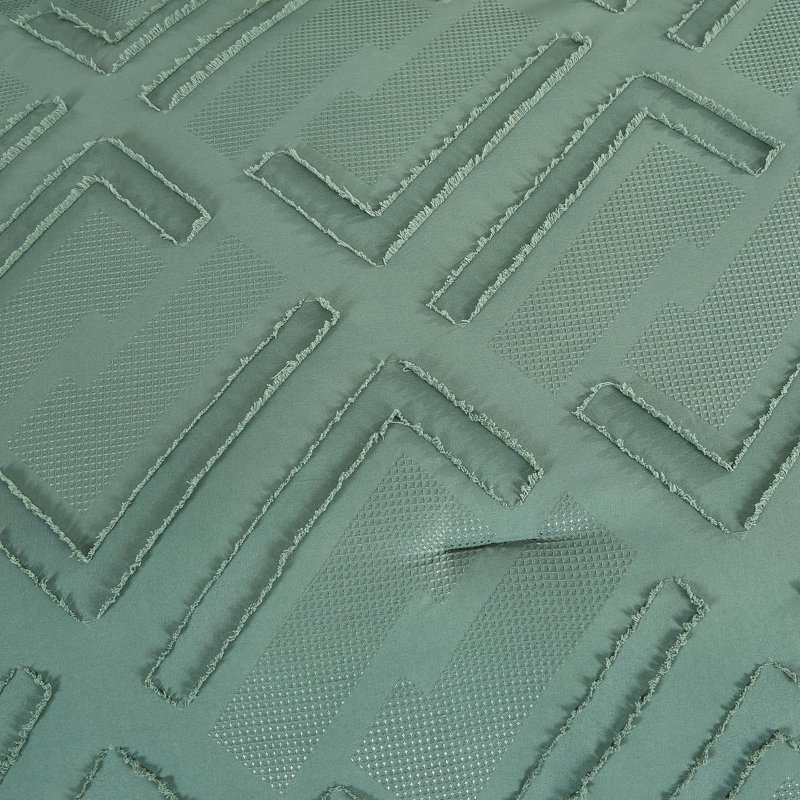 Debroah Green Clip Jacquard Geometric Full Comforter Set