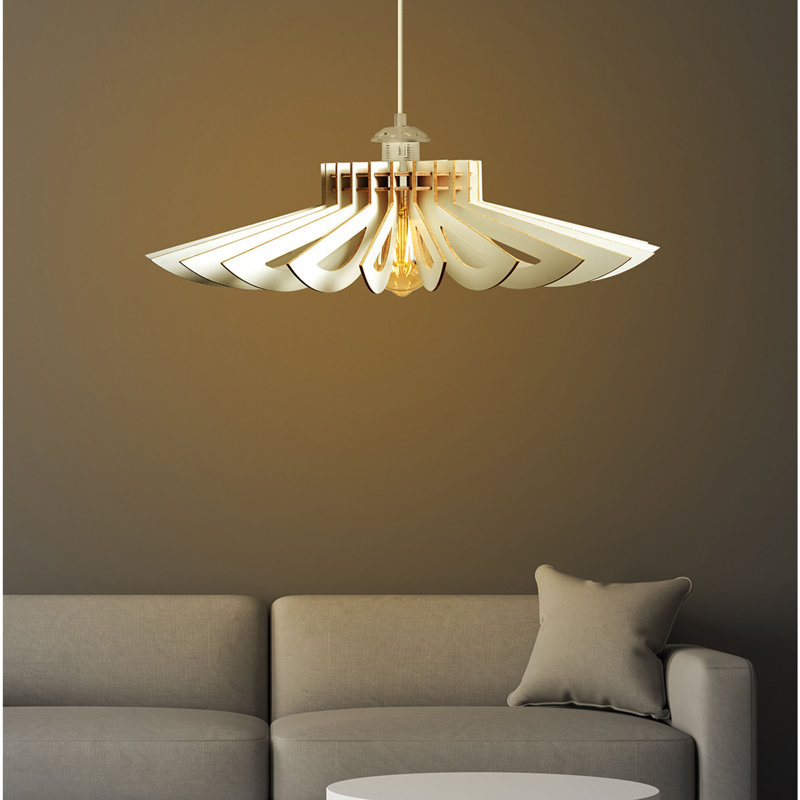 Élégant lustre grande marguerite, blanc, 26,8 po x 26,8 po x 19,7 po | Structure en panneau de fibres à densité moyenne durable, épaisseur: 0,1 pouce | Câble réglable, douille E27 de 40 W maximum | Design scandinave et champêtre pour un éclairage domestique élégant