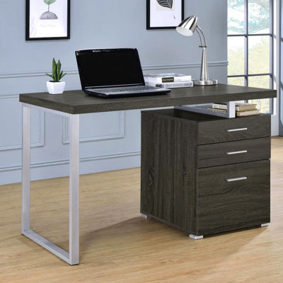3 bureaux gris vieilli - Options de rangement polyvalentes