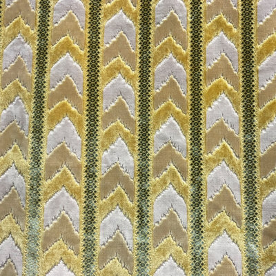 Sienna Fabric | Chevron Striped Cut Velvet Fabric | Color Canary