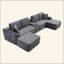 Canapé modulaire surdimensionné de 150 po, canapé Cloud avec assise profonde, canapé en L avec porte-gobelets et ports USB, canapé rembourré en velours côtelé pour le salon-121227025