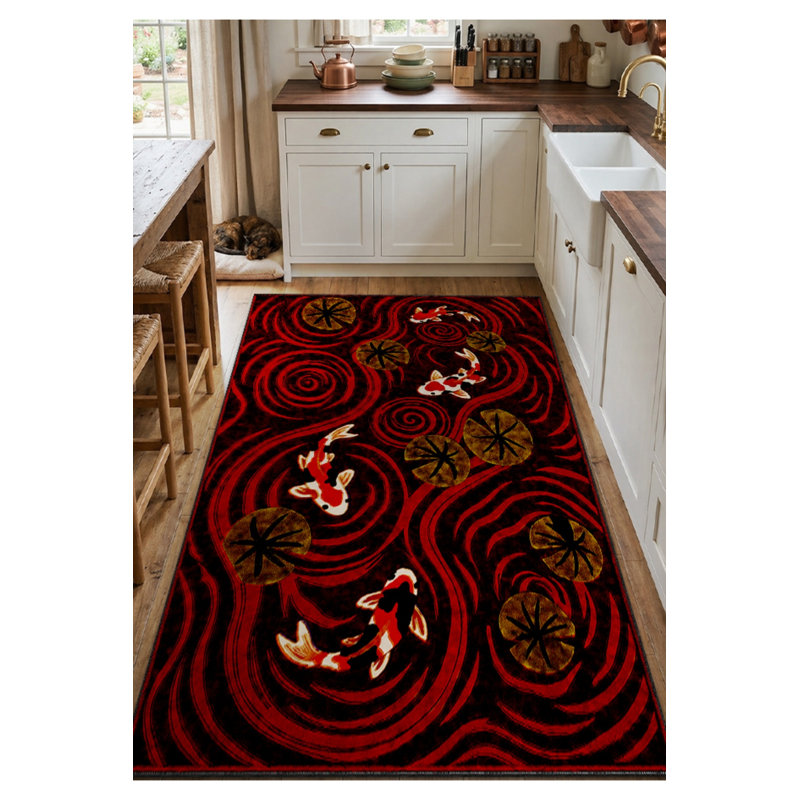 Tapis noir tissé lavable Mosso, 4'11" x 7'7"