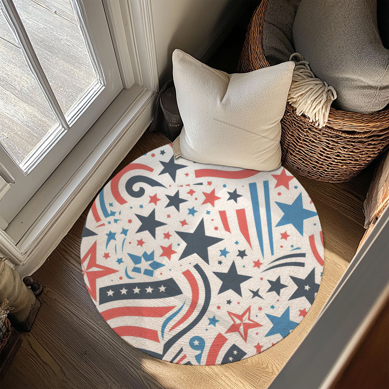 Tapis tressé Proud Stripes & Stars, Rond 5 pi