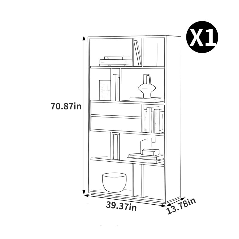 American Style Multiple Lattice  Wood Bookcase