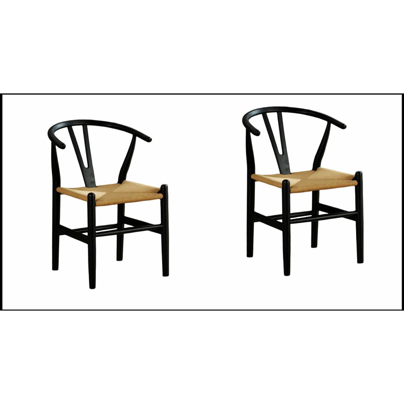 Ensemble de 2 chaises d'appoint de style Mid-Century moderne avec structure en bois d'hévéa et dossier incurvé pour un repas confortable