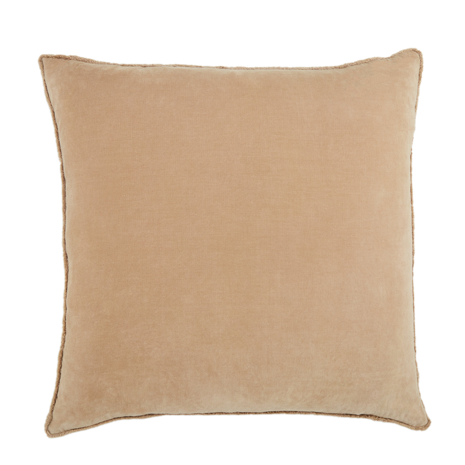 Kam Fringed Cotton Throw Pillow, Beige, Down Alternative