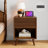 Mid-century Modern Nightstand With Charging Station, Fluted Drawer, Wood Bedside Tables With Open Shelf, Walnut