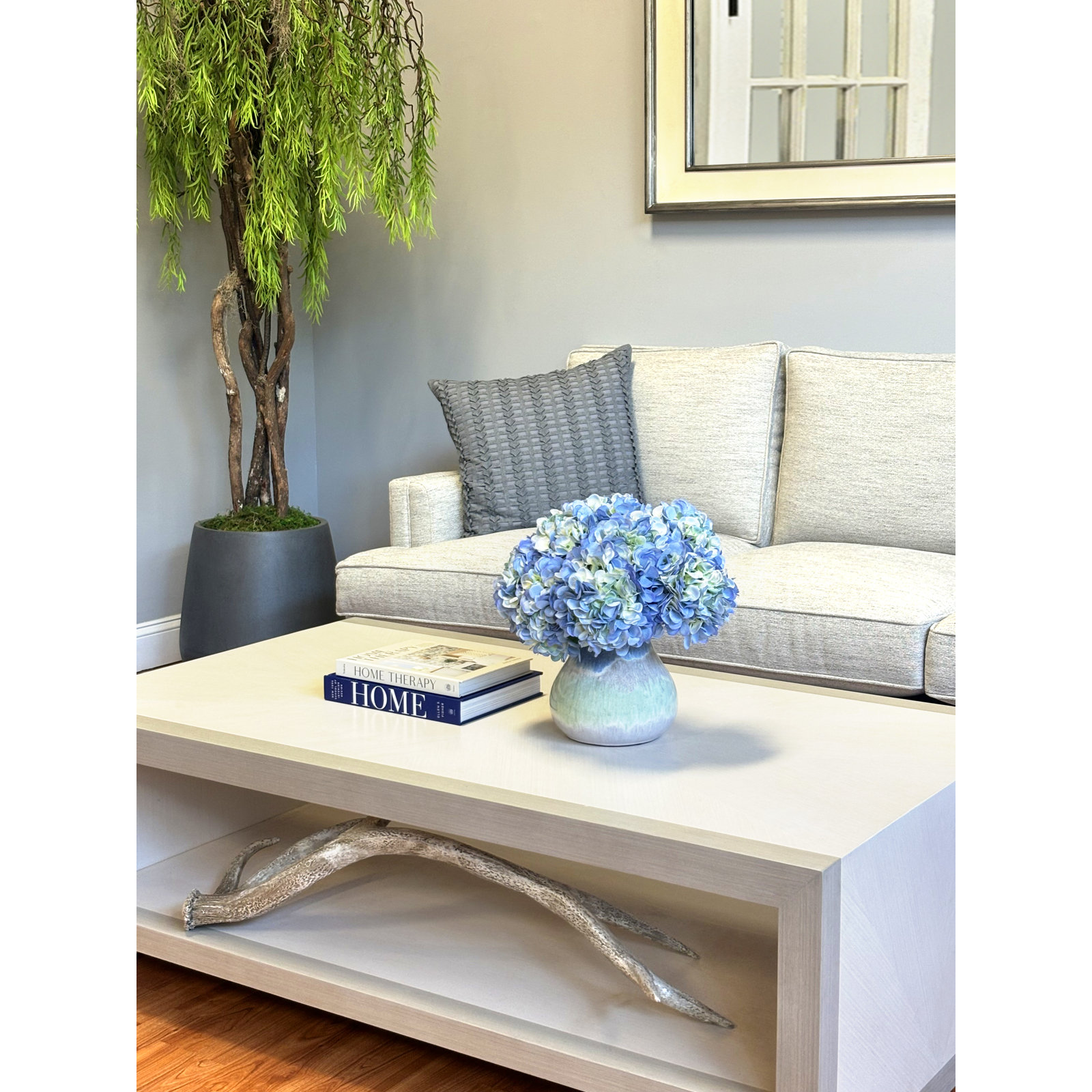 Ola Hydrangea Floral Arrangement, Blue/Green