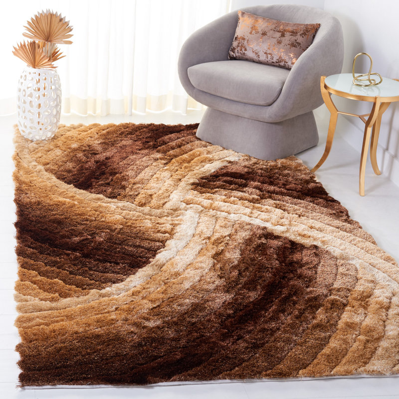 Tapis brun / brun clair touffeté à la main Delane , Rectangle 5 pi x 8 pi
