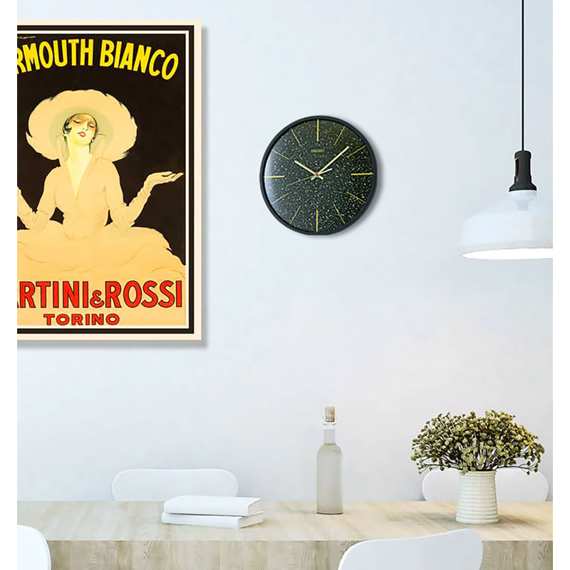 QXA828KLH Wall Clock, Black, Black