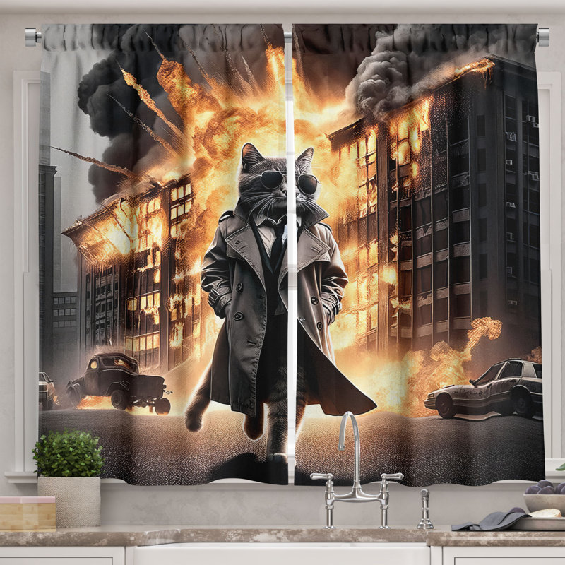 Ambesonne 55'' W Kitchen Curtain (Set of 2)