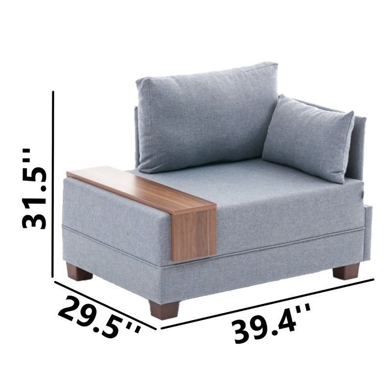 Nane Polyester & Cotton 39.37'' Reception Loveseat, Blue