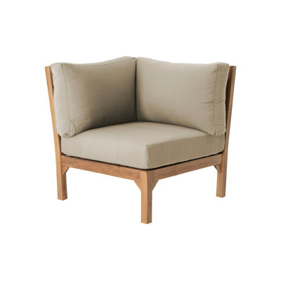 Chaise de coin d'extérieur en teck Huntington avec coussins Sunbrella