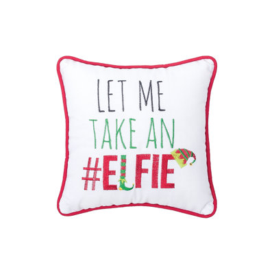 Let's Me Take An Embroidered Pillow Holiday Winter Gift Present Embroidered Saying Christmas Decor Decoration Petite Size Accent Pillow