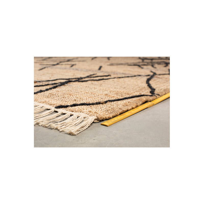 Ishank Abstract Area Rug in Beige/Black, Rectangle 6' x 8'