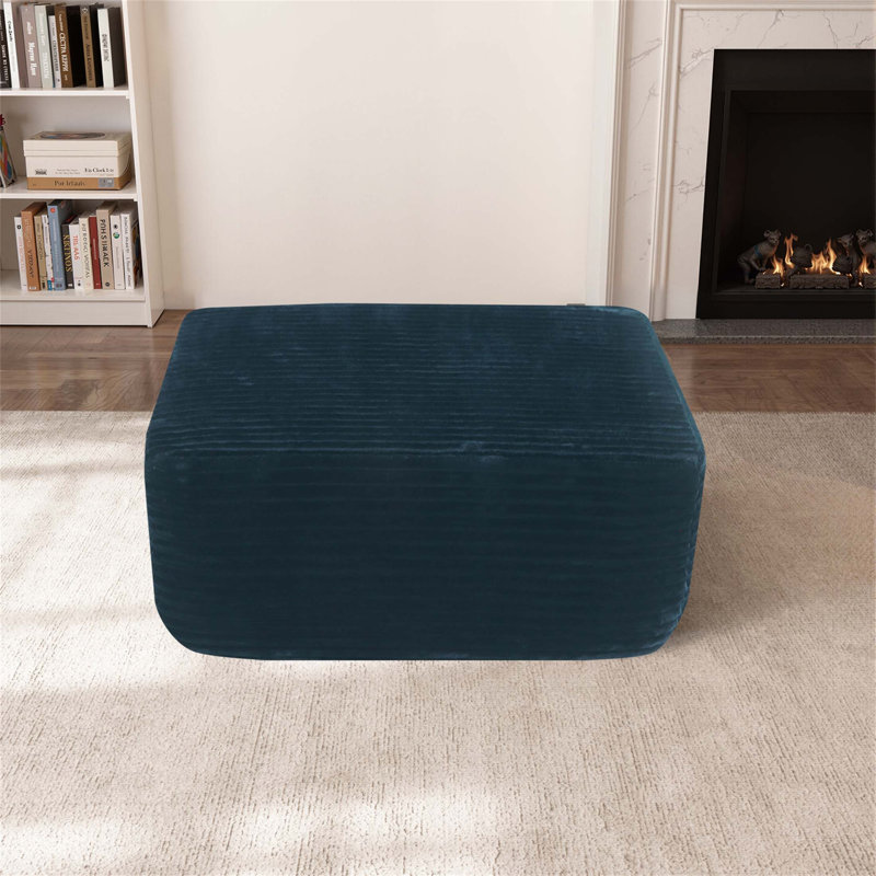 Luxurious Plush Ottoman With Hidden Storage, Perfect For Extra Seating And Space Organization In Any Home., Black Fabric