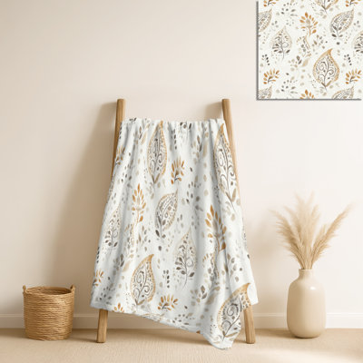 Jeté beige à motif cachemire floral II