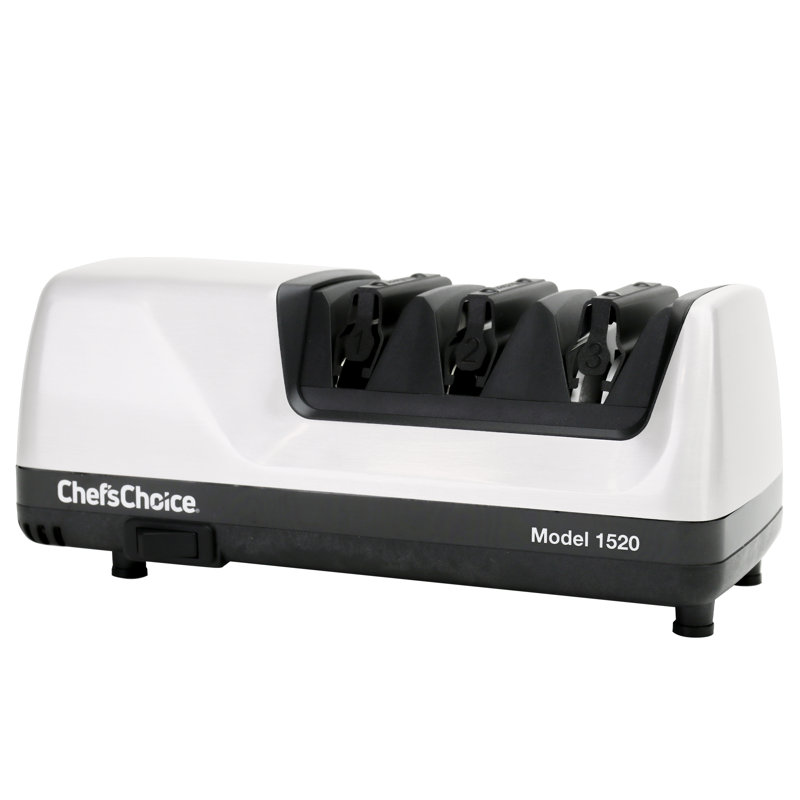White Electric Knife Sharpener with Diamond Abrasive Discs