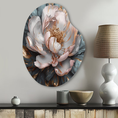 Bahari - Peonies Pear Shape Irregular Metal Wall Decor