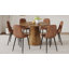 Ensemble de table à manger ronde de 45 pouces pour 6 personnes, table et chaises de cuisine 7 pièces avec plateau en faux bois et chaises en faux daim.-1432685945