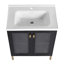 Meuble-lavabo autoportant de 28 pouces avec lavabo en céramique et portes à fermeture douce, base en contreplaqué durable et poignées en métal élégantes