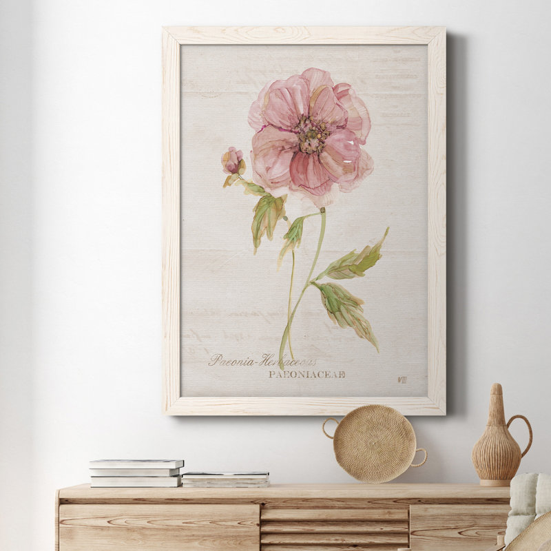 Soft Peony - peinture sur toile encadrée, Blanc, H 20 po x l 17 po x P 1,5 po