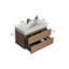 Meuble-lavabo mural noyer brun avec lavabo, grand meuble-lavabo flottant mural pour salle de bain moderne, lavabo une pièce sans drain et robinet, pré-assemblé-130544400-130544398