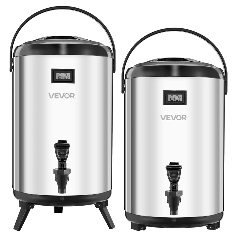 Distributeur de boissons isotherme 3,2 gallons pour boissons chaudes et froides argenté