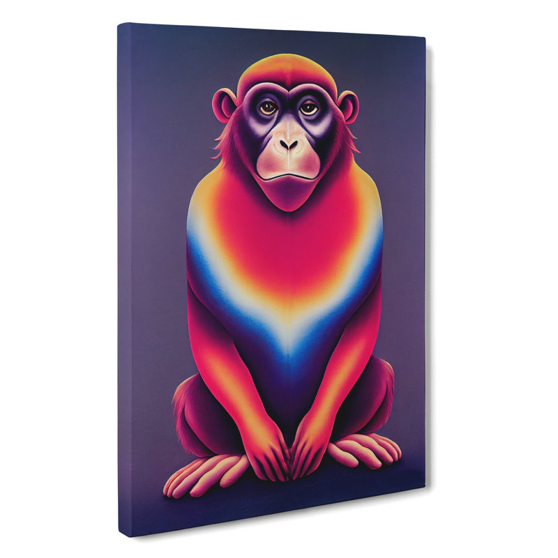 XV1022-4943X Vibrant Monkey - Print, Wrapped Canvas, 50cm H x 35cm W, No Matte