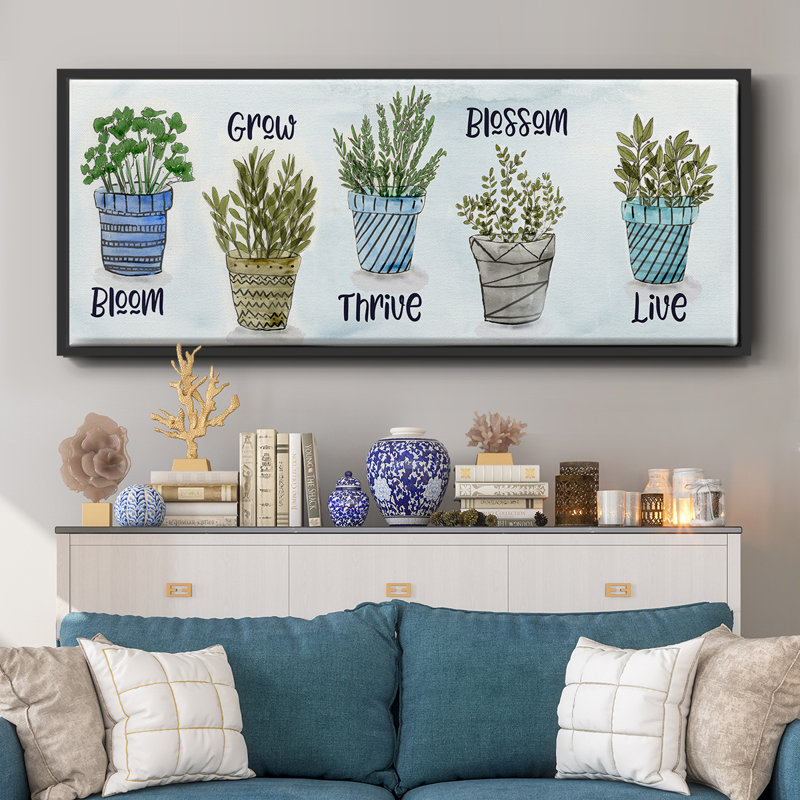 Potted Inspirations- Framed Canvas, 24" H x 60" W