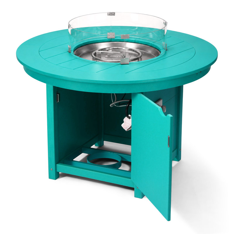 Table ronde de foyer d'extérieur 47 po, 37.5" H x 47.25" W x 47.25" D, Teal