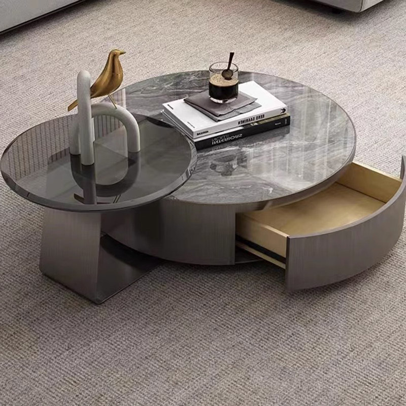 Table basse ronde en métal de style italien, H 12,6 po x L 31,5 po x l 31,5 po