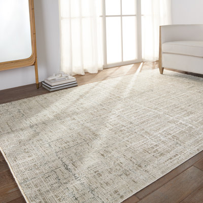 Tapis gris clair / ivoire à motif abstrait Williamsport (7 pi 10 po x 10 pi 10 po)